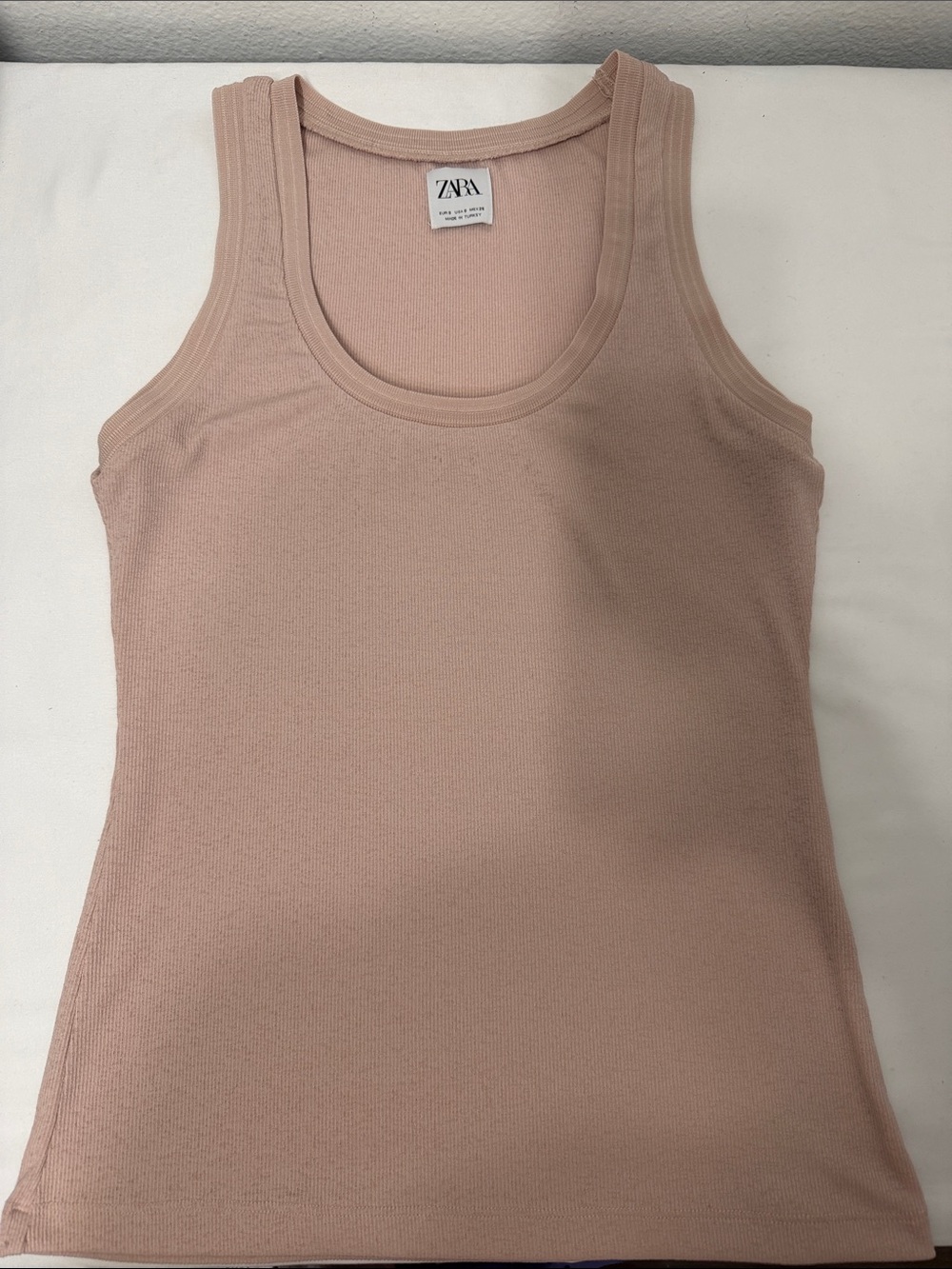 Zara Ribbed Scoop Neck Tank Top - Blush